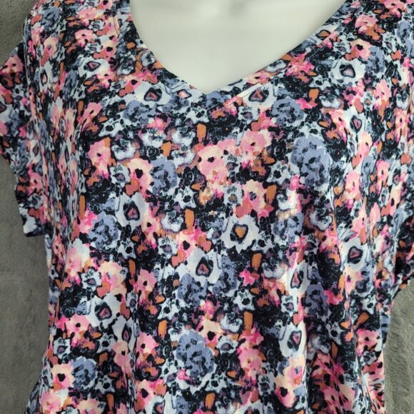Paisley Sky Floral Maternity Top Womens Large Short Sleeve - Picture 2 of 8